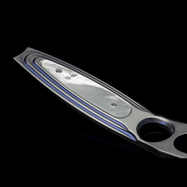 Spyglass Golf Divot Tool in blue anodized titanium with white mother of pearl inlay